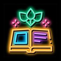 buch über traditionelle medizin neonglühen symbol illustration vektor