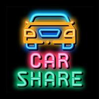 car-share-neon-leuchten-symbol-illustration vektor