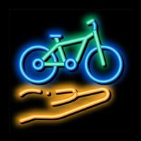 hand, die fahrrad-neonglühen-ikonenillustration hält vektor