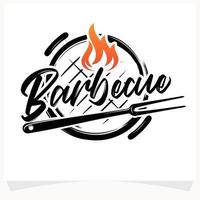 Designvorlage für das Logo des heißen BBQ-Steak-Grillhauses vektor