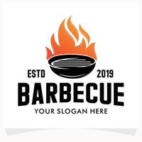 varm bbq biff grill hus logotyp design mall vektor