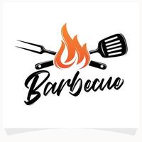 varm bbq biff grill hus logotyp design mall vektor