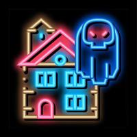 hus med spöken neon glöd ikon illustration vektor