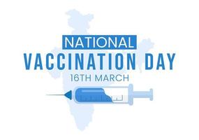 nationaler impftag am 16. märz illustration mit impfspritze für starke immunität in flacher karikaturhand gezeichnet zur zielseitenvorlage vektor