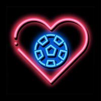 fotboll i hjärta neon glöd ikon illustration vektor