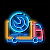 lkw-schraubenschlüssel-neonglühen-symbolillustration vektor