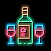 vin flaska neon glöd ikon illustration vektor