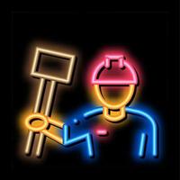 mann hält hammer neonglühen symbol illustration vektor