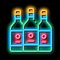 dryck flaskor neon glöd ikon illustration vektor
