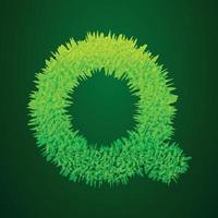 Grasbewachsene 3D-Darstellung des Buchstabens q vektor