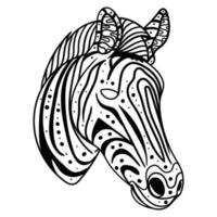 zebra huvud sida placera mandala vektor illustration