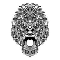 Gorilla-Kopf wütend Mandala-Vektor-Illustration vektor