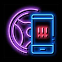 distraherande telefon medan körning neon glöd ikon illustration vektor