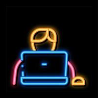mann spielt laptop neonglühen symbol illustration vektor