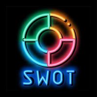 SWOT cirkel form neon glöd ikon illustration vektor
