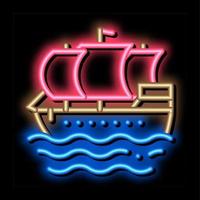 pirat segla båt neon glöd ikon illustration vektor