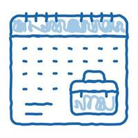 avlägsen arbete kalender klotter ikon hand dragen illustration vektor