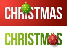 Weihnachten Typografie Banner Set mit Ball Ornamente vektor