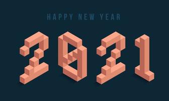 2021 isometrisk typografi för gott nytt år vektor