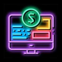pengar webb webbplats neon glöd ikon illustration vektor