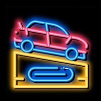 bil på piedestal neon glöd ikon illustration vektor