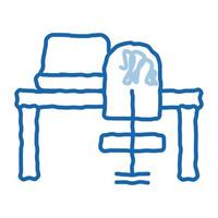 arbeitsplatz tisch und stuhl gekritzel symbol hand gezeichnete illustration vektor
