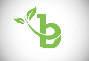 anfangsbuchstabe b und blattlogo. umweltfreundliches logo-konzept. modernes Vektorlogo für ökologische Geschäfts- und Firmenidentität vektor