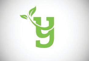 första brev y och blad logotyp. miljövänlig logotyp begrepp. modern vektor logotyp för ekologisk företag och företag identitet