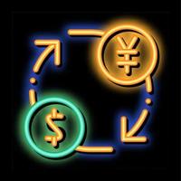 währung geld dollar yen neonglühen symbol illustration vektor