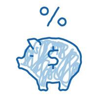 sparschwein schwein geld gekritzel symbol hand gezeichnete illustration vektor