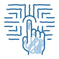 biometrisk fingeravtryck verifiering klotter ikon hand dragen illustration vektor
