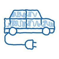 elektroauto ladesteckdose doodle symbol hand gezeichnete illustration vektor