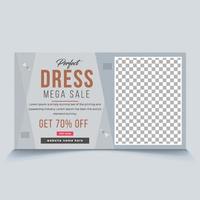 Perfect Dress Mega Sale bietet Social-Media-Banner, bearbeitbare Video-Thumbnail-Vorlagendatei vektor