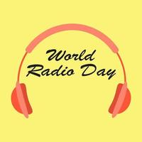 Welttag des Radios. Kopfhörer. Vektor
