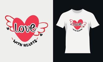 Liebe mit Herz-Valentinsgruß-Svg-T-Shirt Entwurf. typografie-t-shirt-design zum valentinstag vektor