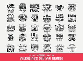 satz von valentinstag-beschriftungsvektor-t-shirt-design. Valentinstag-Svg-Bundle, Valentinstag-Zitate-Bundle für T-Shirt-Design vektor