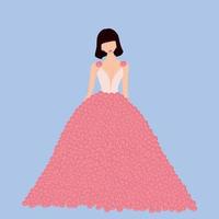 schöne Mädchen in rosa Kleidern. Wunderschönes Mädchen im Pion-Blumenkleid. Mode Frau. Vektor-Illustration. vektor