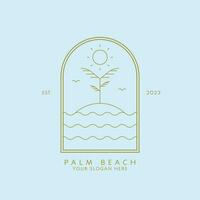 minimalistisches Palm Beach-Logo-Symbol. luxuriöses minimalistisches lineares natururlaubsdesign. isolierter Hintergrund vektor