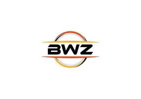 bwz Buchstabe Lizenzgebühr Mandala Form Logo. bwz Pinselkunst-Logo. bwz-Logo für ein Unternehmen, ein Geschäft und eine kommerzielle Nutzung. vektor