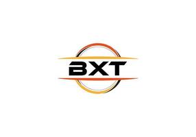 bxt-Buchstaben-Lizenzgebühren-Mandala-Form-Logo. bxt-Bürstenkunstlogo. bxt-Logo für ein Unternehmen, ein Geschäft und eine kommerzielle Nutzung. vektor