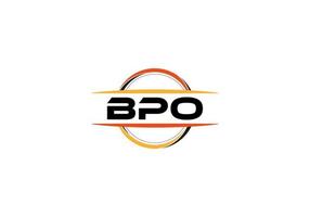 bpo schreiben lizenzgebühren mandala form logo. bpo-Pinselkunst-Logo. bpo-Logo für ein Unternehmen, ein Geschäft und eine kommerzielle Nutzung. vektor