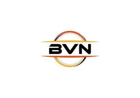 bvn schreiben lizenzgebühren mandala form logo. bvn Pinselkunst-Logo. bvn-Logo für ein Unternehmen, ein Geschäft und eine kommerzielle Nutzung. vektor