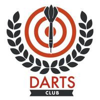 dart club banner mit bullseye und lorbeerblatt vektor