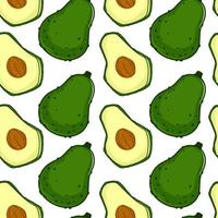 avocado reife frucht mit nahtlosem muster des samens vektor