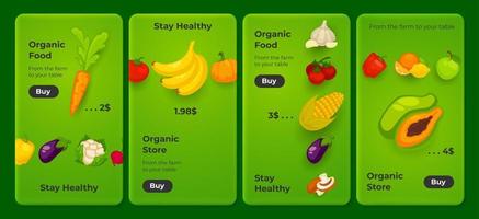 mobile App, Banner-Set Zutat Bio-Lebensmittel vektor