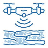 Drohnen-Höhensensor-Doodle-Symbol handgezeichnete Illustration vektor