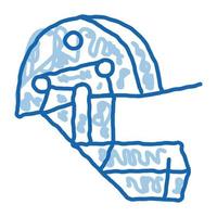 Cricket Helm Doodle Symbol handgezeichnete Abbildung vektor