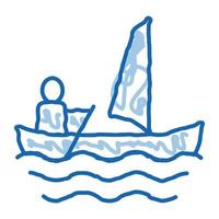 segling paddla kanot klotter ikon hand dragen illustration vektor