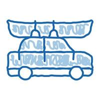 auto gefahrenes boot kanufahren doodle symbol hand gezeichnete illustration vektor