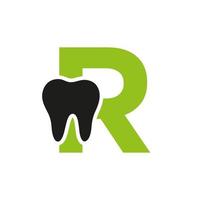 brev r dental logotyp begrepp med tänder symbol vektor mall